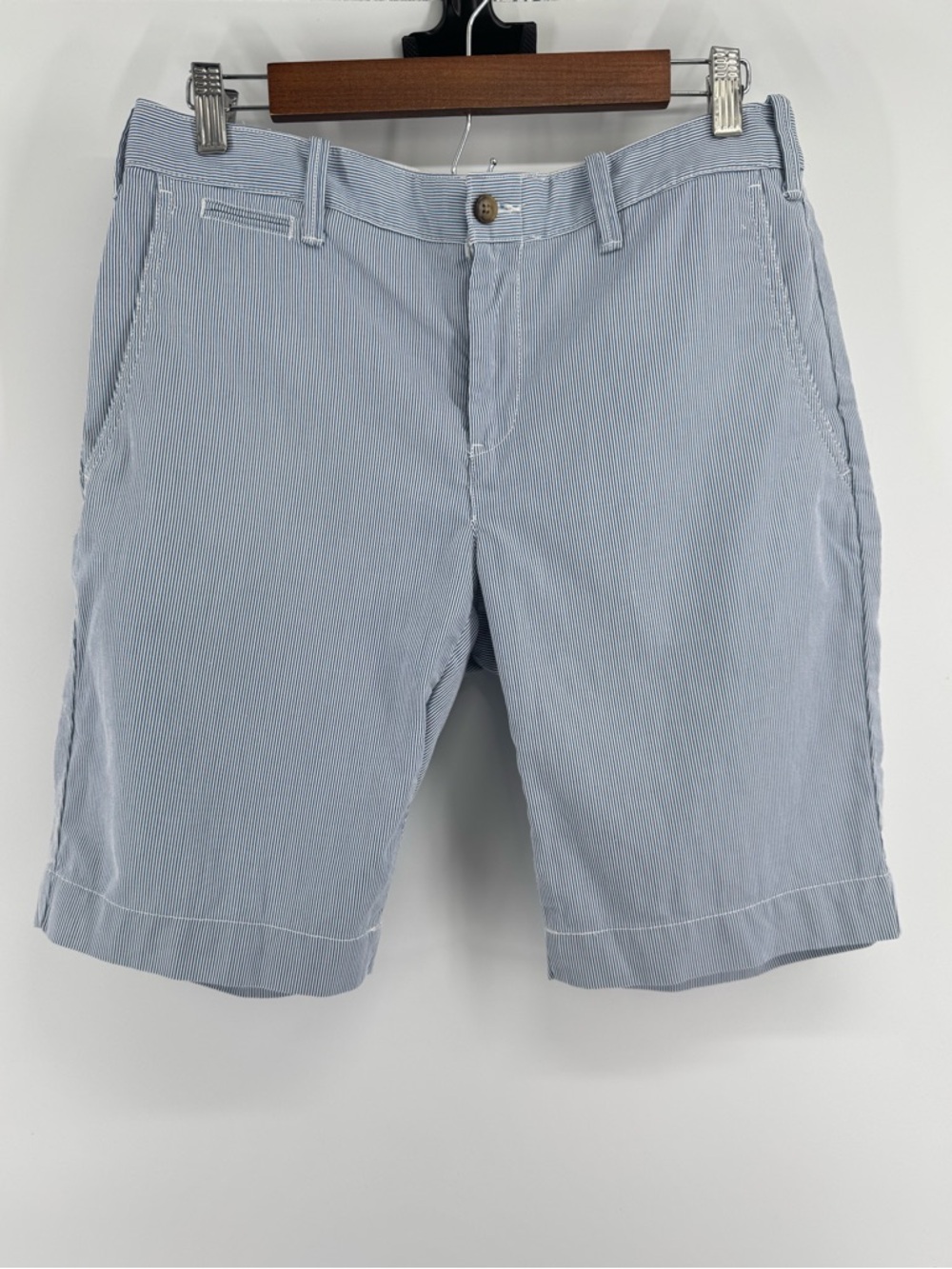 Polo Ralph Lauren Light Blue Pinstripe Cotton Bermuda Shorts Women's Size 4